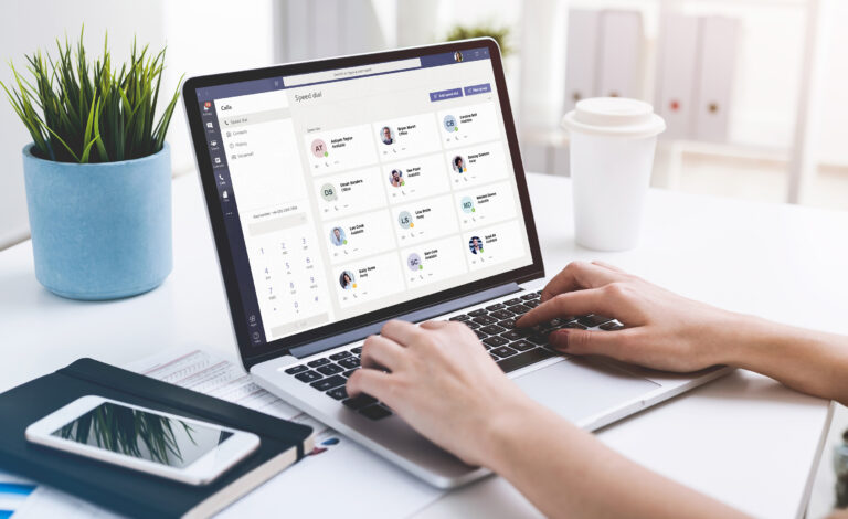 Businesswoman using laptop