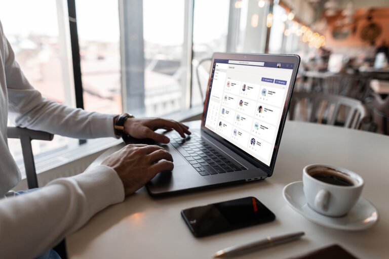 Image of remote work in a cafe